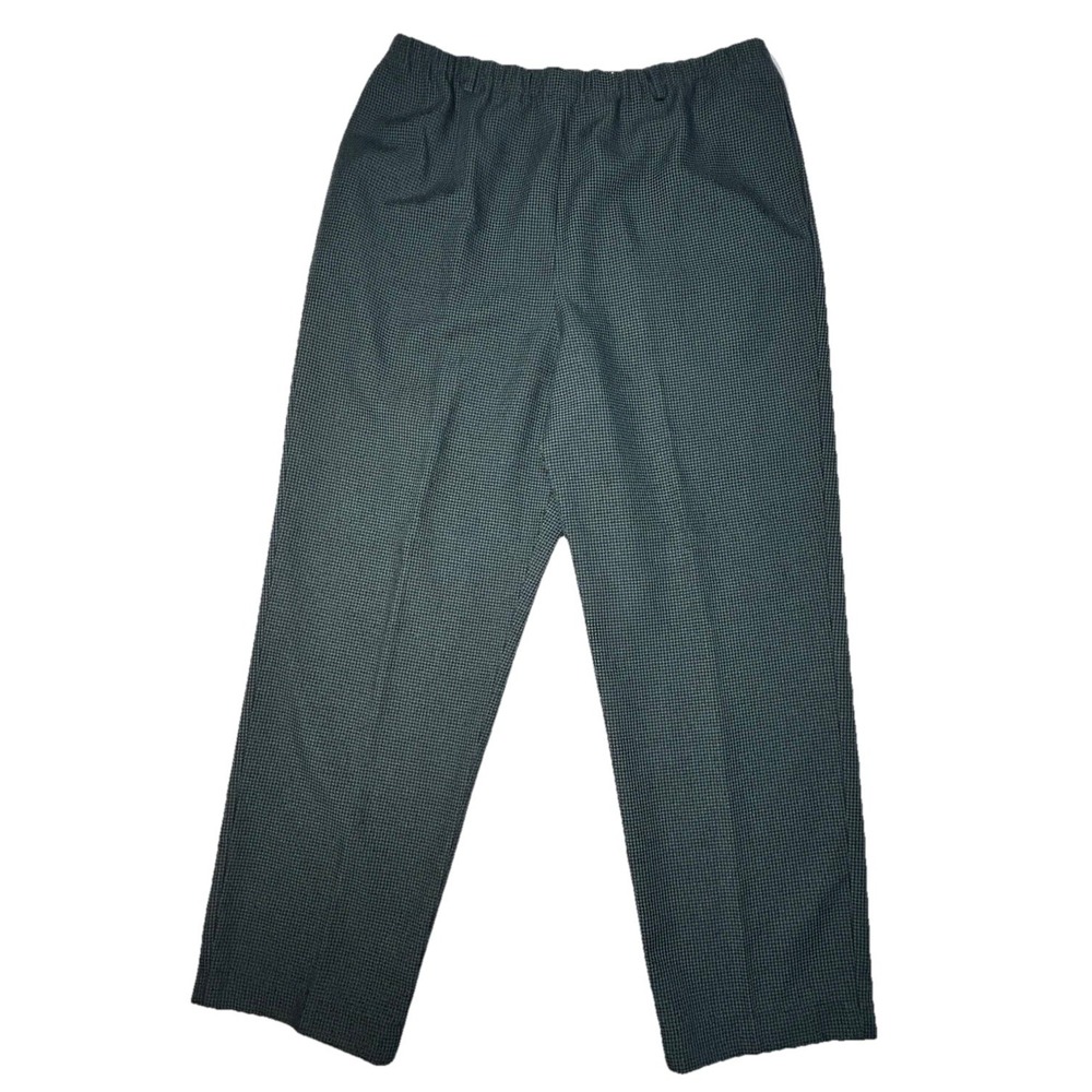VTG Orvis Womens Houndstooth Pants Green Black Elastic Waist Pull On Made USA 14